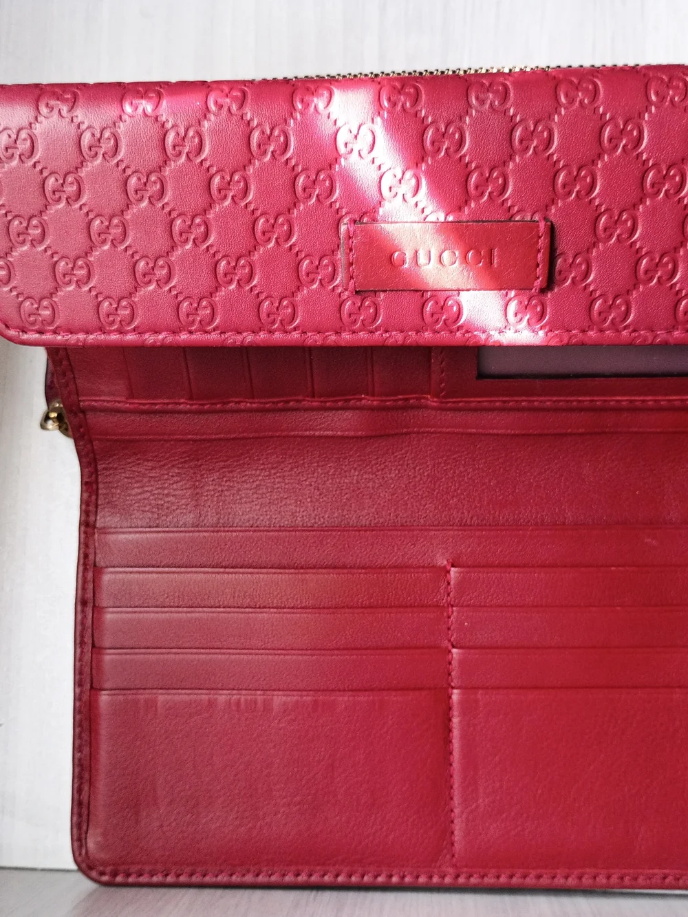 Gucci Red Leather Continental Wallet - Picture 3 of 9